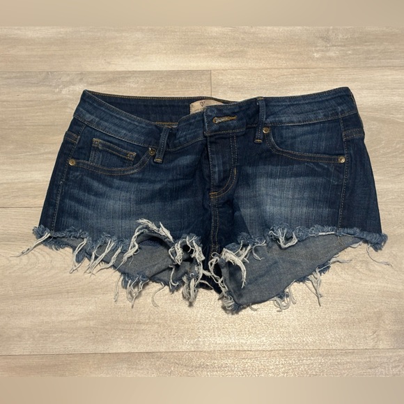 Guess Blue Frayed Denim Shorts - Picture 2 of 3